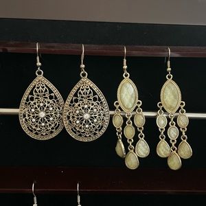 Two pairs dangly earrings